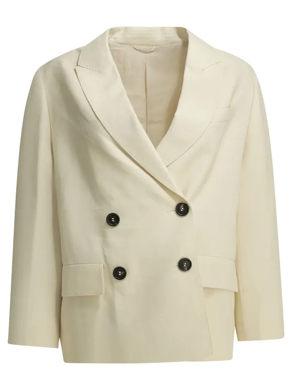 Fluid Jackets And Coats White - Brunello Cucinelli