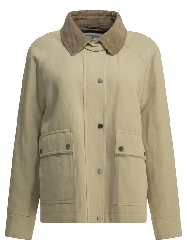Lightweight Cotton And Linen Jacket Jackets And Coats Beige - Brunello Cucinelli