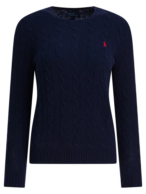 Crew-Neck Sweater With Logo Made Of Wool And Cashmere Knitwear Blue