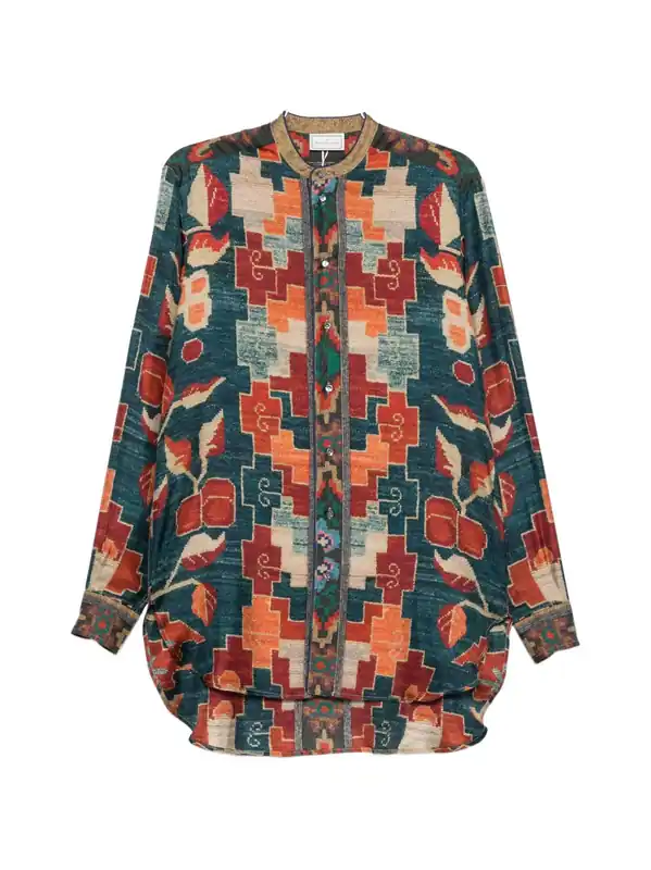 Printed Silk Shirt - Pierre Louis Mascia