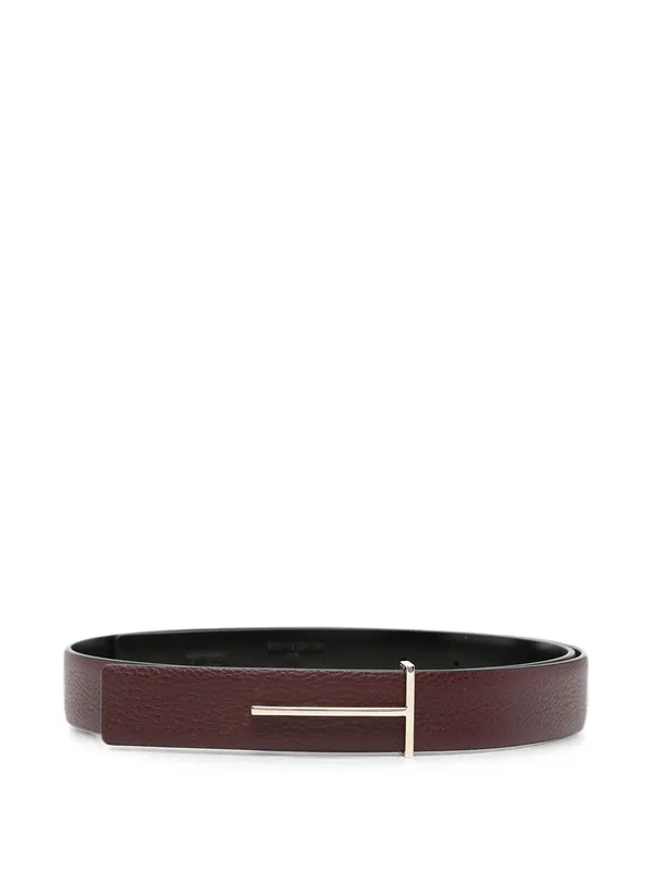Grained Leather And Spazzolato Leather Slim T Belt - Tom Ford