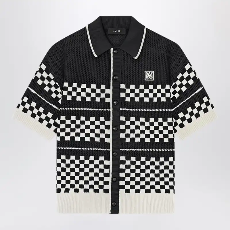 Checkered Mesh Sweater With Logo Embroidery - Amiri