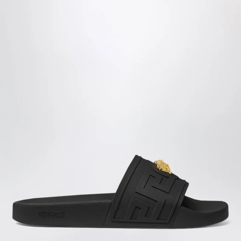 Black La Medusa Rubber Slides - Versace