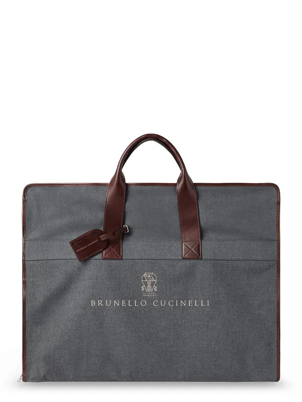 Technical Fabric And Leather Garment Bag - Brunello Cucinelli