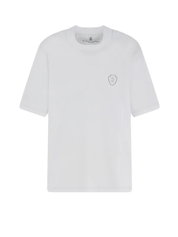 Technical Fabric T-Shirt With Front Logo Patch