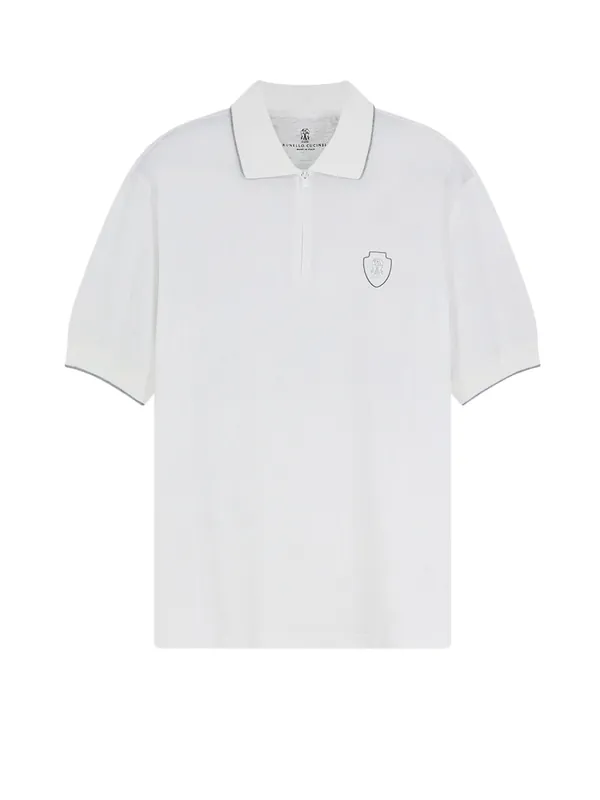 Technical Fabric Polo Shirt With Embroidered Logo On The Front - Brunello Cucinelli