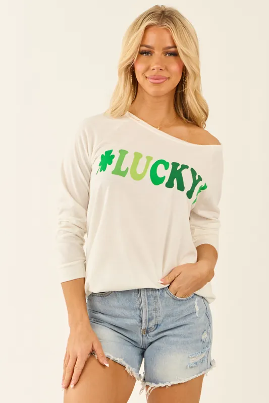 Off White 'Lucky' Graphic Pullover Top - BiBi