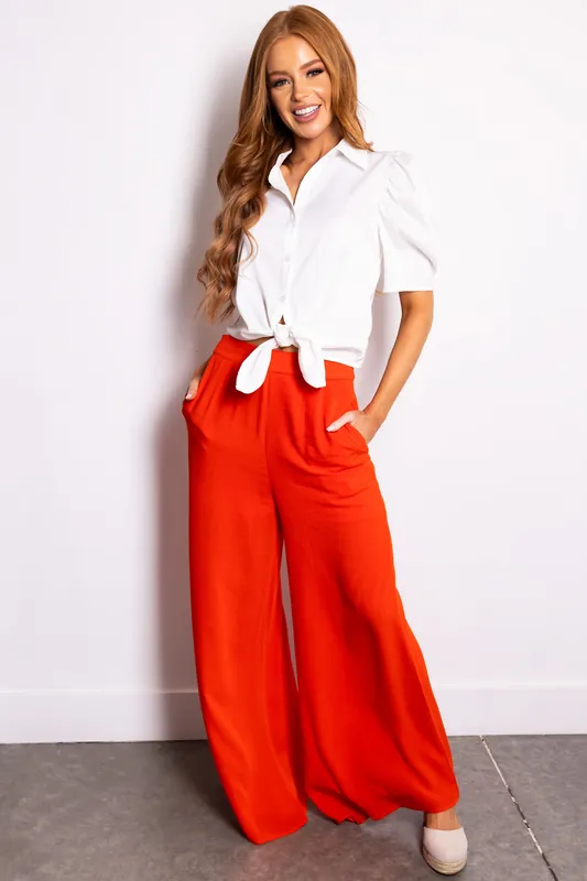 Bright Fire High Waist Wide Leg Pants - Fore Collection