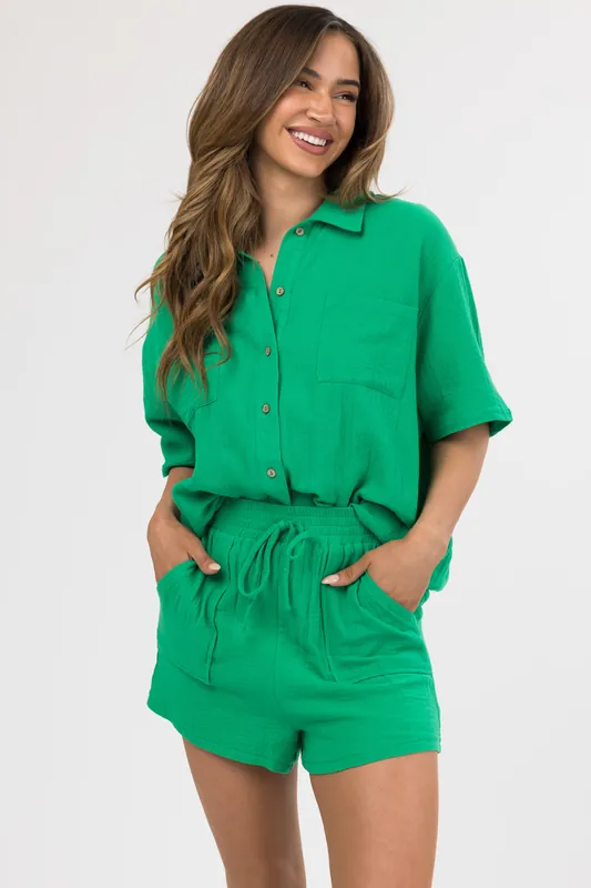 She+Sky Jade Elastic Waist Gauze Woven Shorts - She + Sky