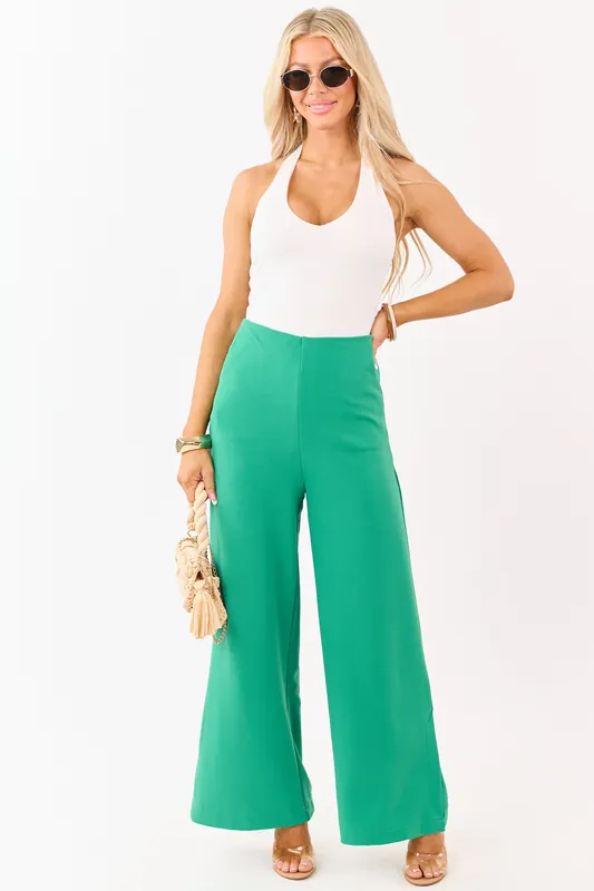 She+Sky Jade Wide Leg Side Slit Knit Pants - She + Sky