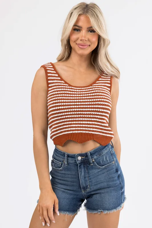 Spice Striped Knit Sleeveless Top - Be Cool