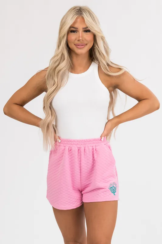 Carnation Quilted 'Pickleball' Graphic Shorts - Main Strip