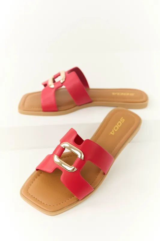Ruby Gold Buckle Open Toe Sandals - FORTUNE DYNAMIC