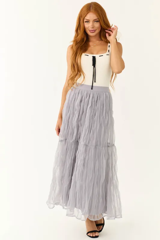 Dusty Lavender Tulle Plisse Maxi Skirt - Listicle