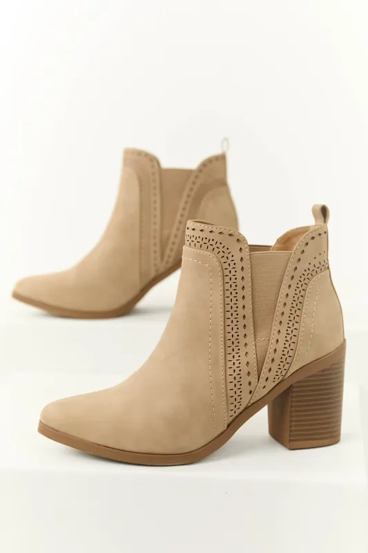 Latte Block Square Heel Ankle Booties - FORTUNE DYNAMIC