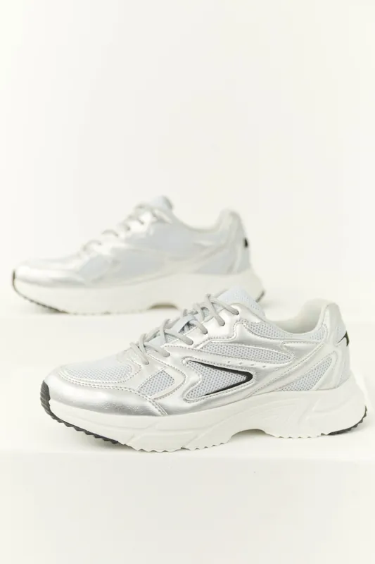 Silver Slip On Elastic Laces Sneakers - Top Guy Int'l Trading