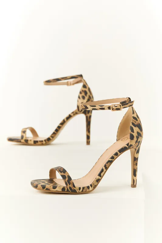 Leopard Nubuck Ankle Strap High Heels - FORTUNE DYNAMIC