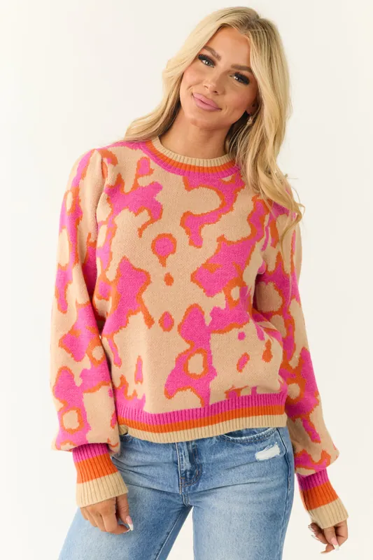 Desert Sand Abstract Print Sweater - Jodifl