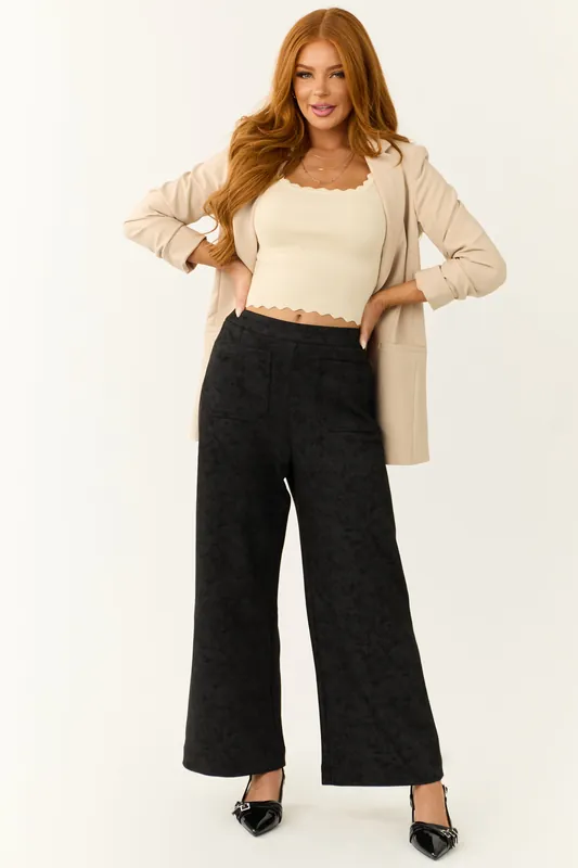 Black Faux Suede Wide Leg Pants - Jodifl