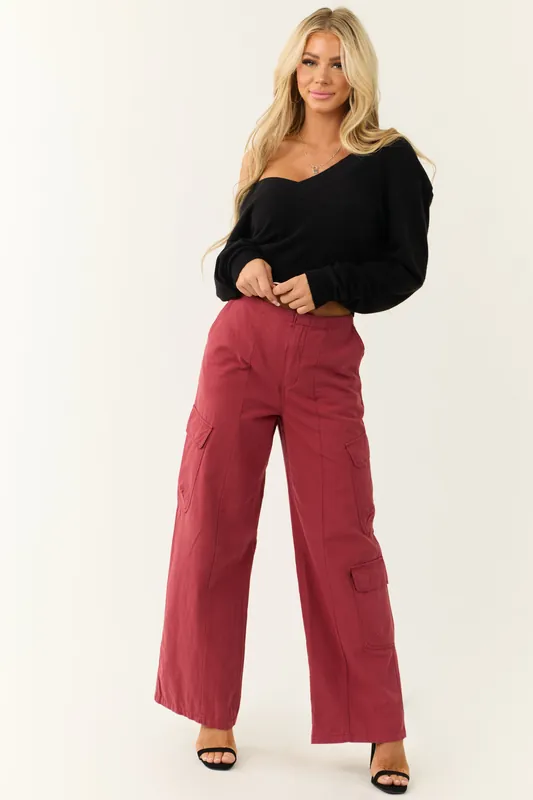 Brick Mid Rise Wide Leg Cargo Pants - Signature8