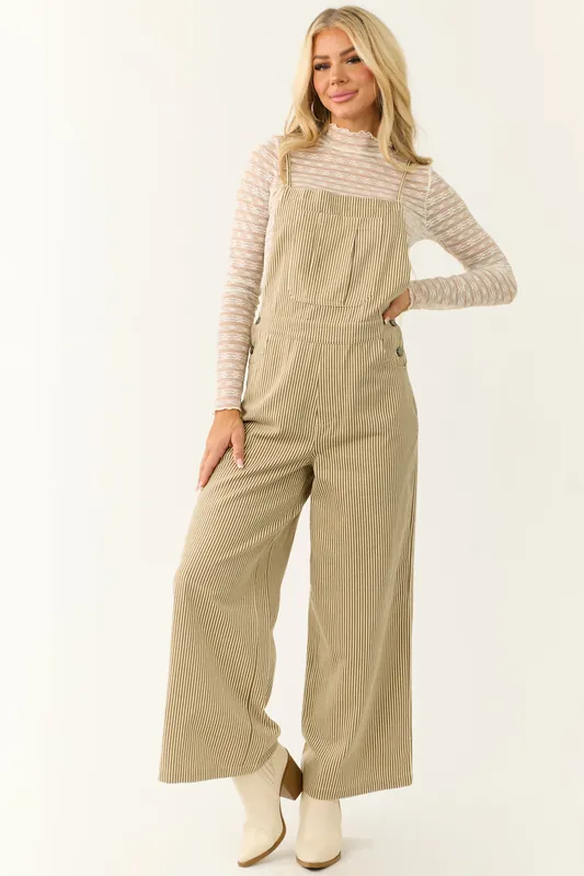 Peanut and Almond Striped Sleeveless Overalls Jumpsuit - Mittoshop