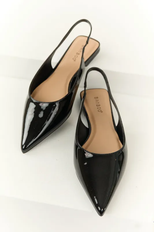 Black Slingback Pointed Toe Flats - FORTUNE DYNAMIC