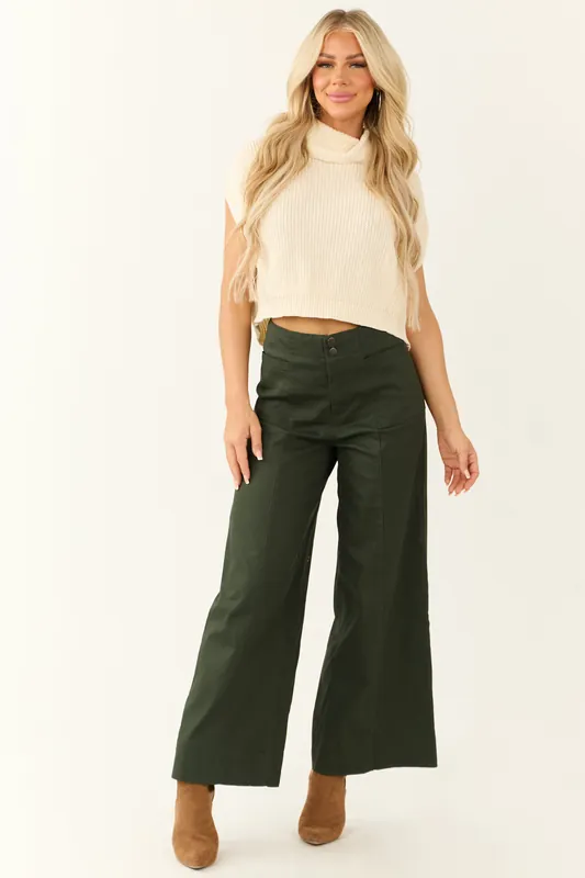 Deep Pine High Rise Wide Leg Ankle Length Pants - In February