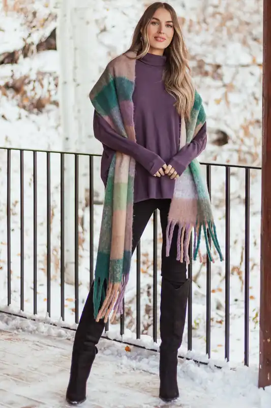 Dusty Grape Turtleneck Dolman Sleeve Top - Mittoshop