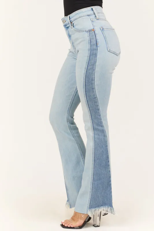 Artemis Light Wash High Rise Side Panel Bootcut Jeans - Artemis Vintage