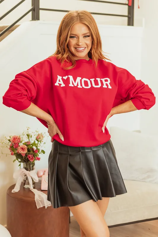 Lipstick 'Amour' Graphic Long Sleeve Sweatshirt - Blu Pepper