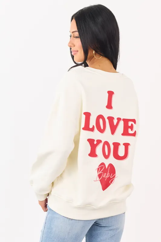 Cream 'I Love You Baby' Long Sleeve Sweatshirt - LE LIS
