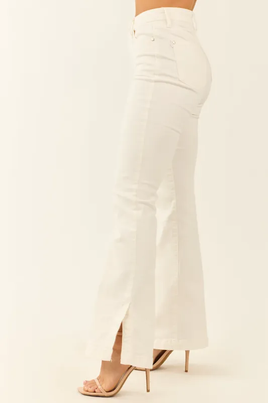 Judy Blue Ivory Stretchy Slit Hem Bootcut Jeans
