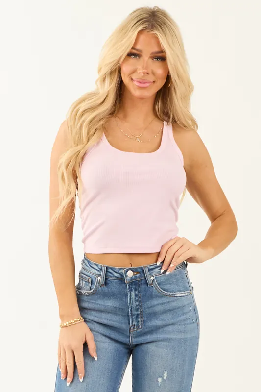 Carnation Scoop Neck Ribbed Tank Top - HYFVE