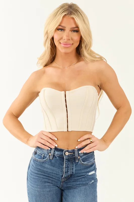 Almond Sweetheart Neckline Strapless Corset Top - Tictoc