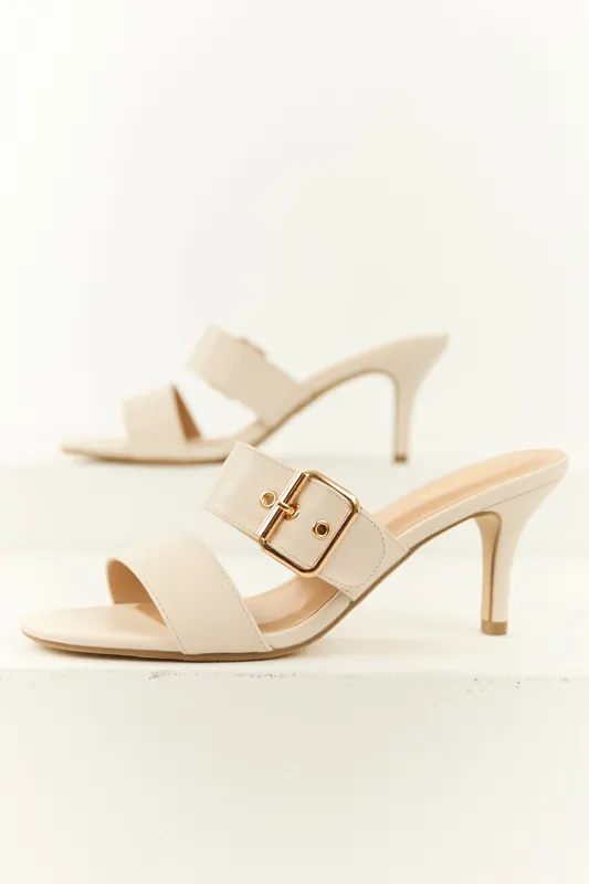 Vanilla Woven Double Strap Open Toed Heels - FORTUNE DYNAMIC