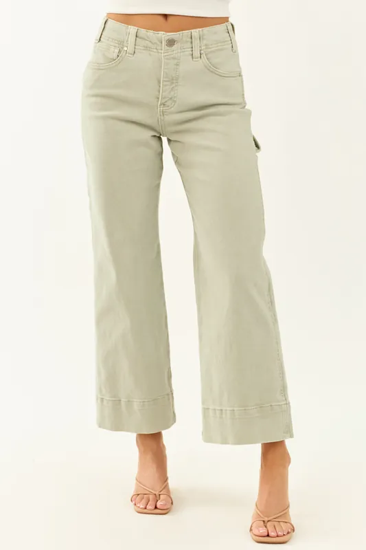 Risen Sage Tummy Control Stretchy Wide Leg Jeans