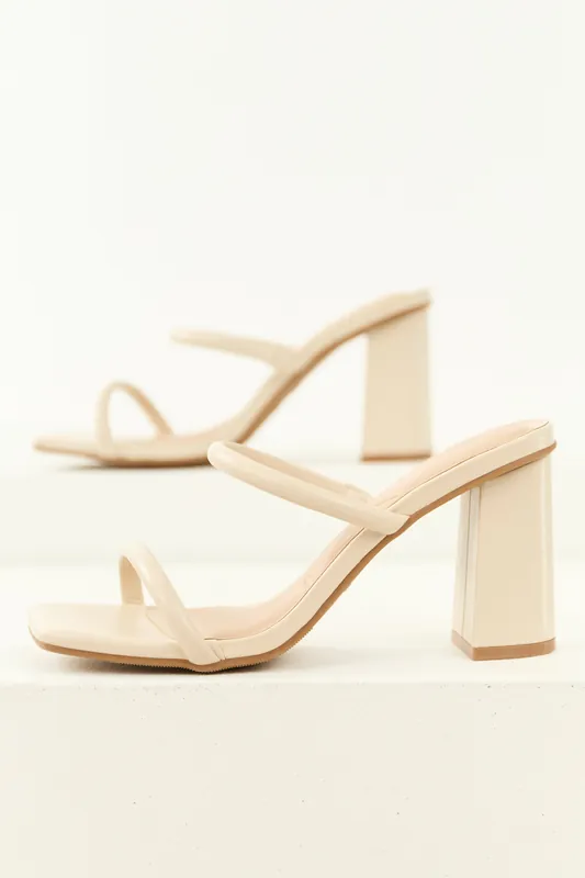 Vanilla Dainty Double Strap Open Toe Block Heels - CCOCCI