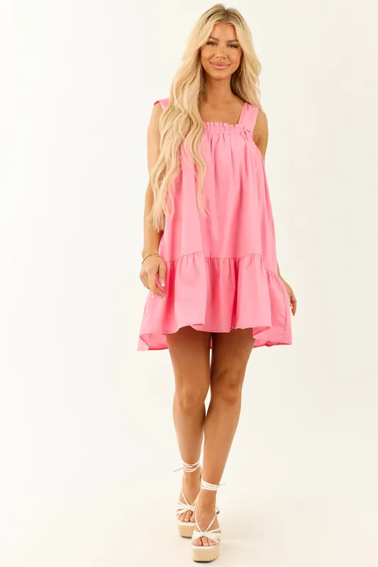Bubblegum Sleeveless Poplin Ruffle Mini Dress - HYFVE