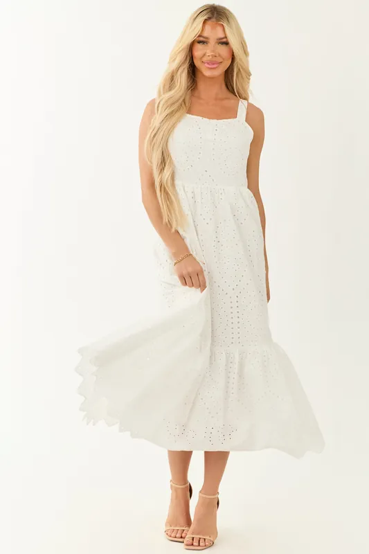 Off White Eyelet Lace Sleeveless Maxi Dress - Sew In Love