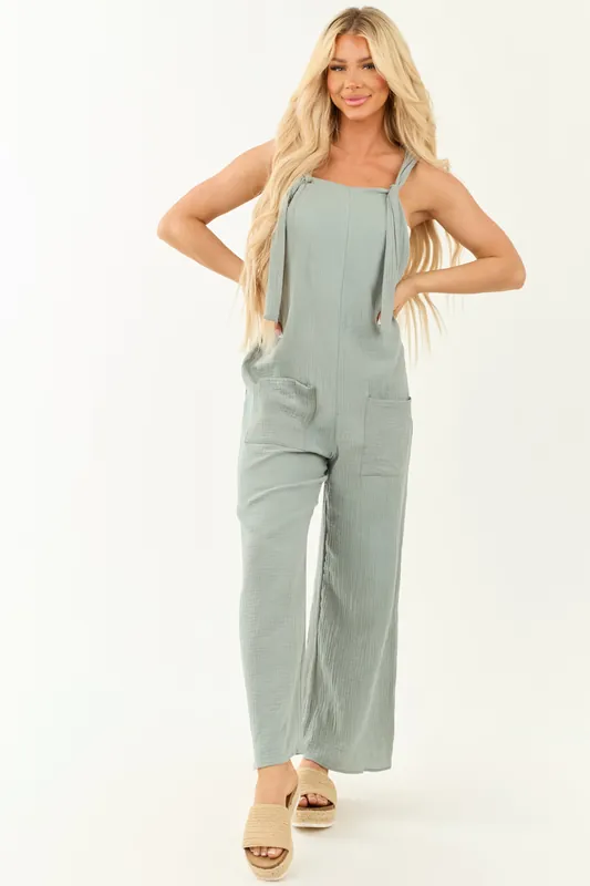 Juniper Front Tie Straps Wide Leg Jumpsuit - Lovely Melody