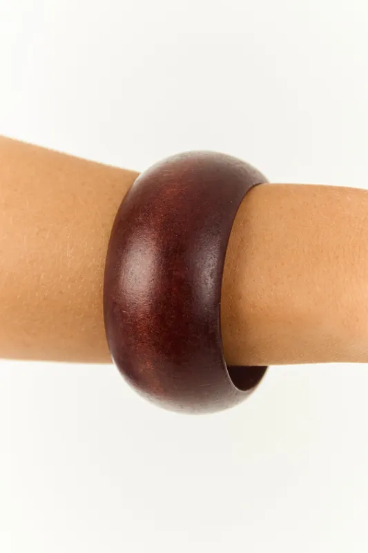 Cinnamon Wide Bangle Wood Bracelet - Swan Madchen