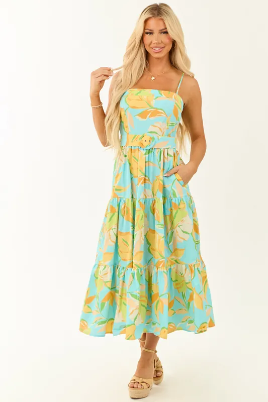 Flying Tomato Azure Floral Print Tiered Maxi Dress