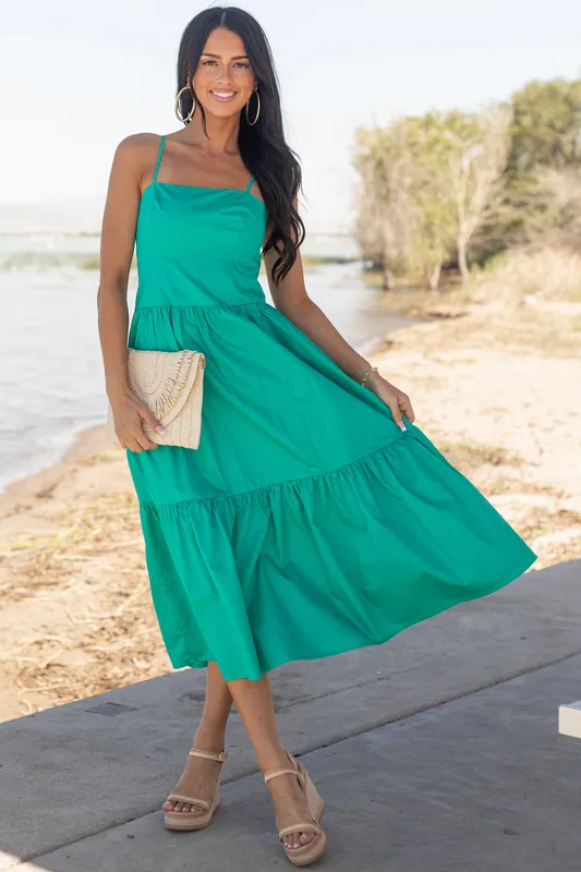 Lovelo Bright Jade Sleeveless Cotton Maxi Dress - GeeGee