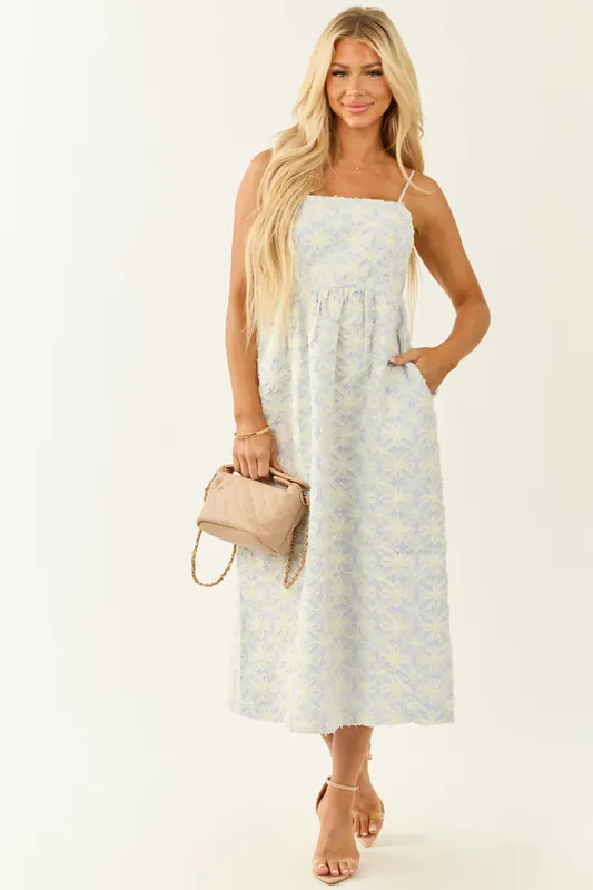 Lovelo White 3D Floral Mesh Sleeveless Midi Dress - GeeGee