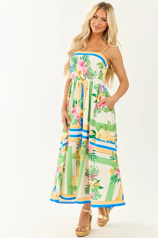 Flying Tomato Ivory Vacation Print Maxi Dress