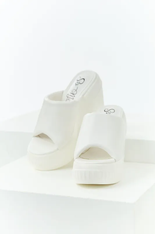 White Cushion Strap Sneaker Detail Platform Wedges - So Me