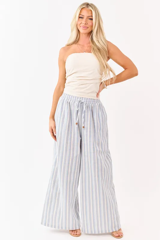 Flying Tomato Ivory Striped Wide Leg Pants