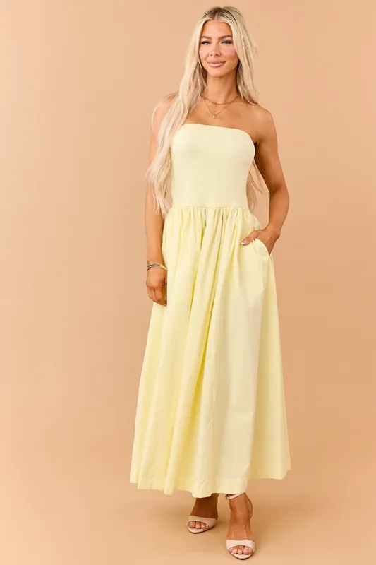 Honeysuckle Strapless Knit Contrast Cotton Maxi Dress - HYFVE