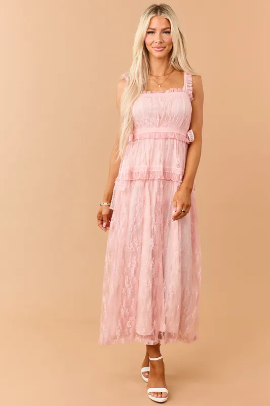 Listicle Cherry Blossom Floral Lace Maxi Dress