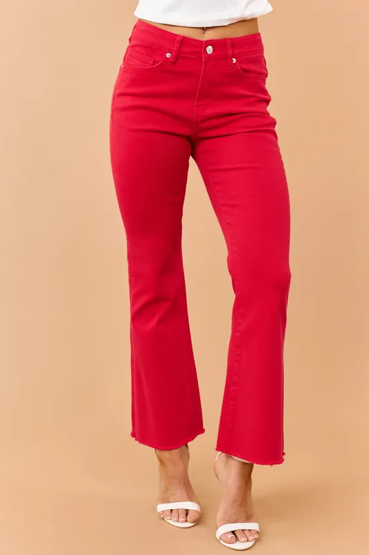 Mica Denim Lipstick High Rise Kick Flare Stretch Jeans
